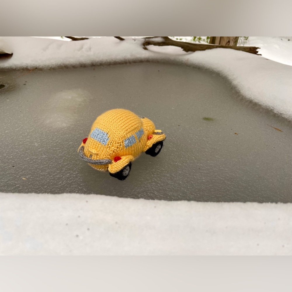 NEW Handmade Knit Yellow Car Beetle Bug Vehicle Plush Stuffed OOAK - Picture 5 of 10